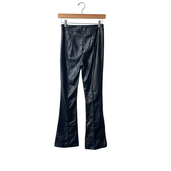 Princess‎ Polly Black Faux Leather Flare Pants Size 0 High Waisted Grunge Goth - Picture 5 of 9